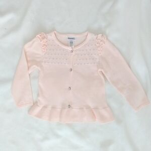 Blueberi Boulevard Light Pink Ruffled Kids Cardigan EUC 6